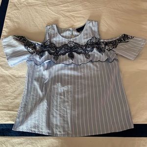 Francescas blue- shoulder cutout shirt!